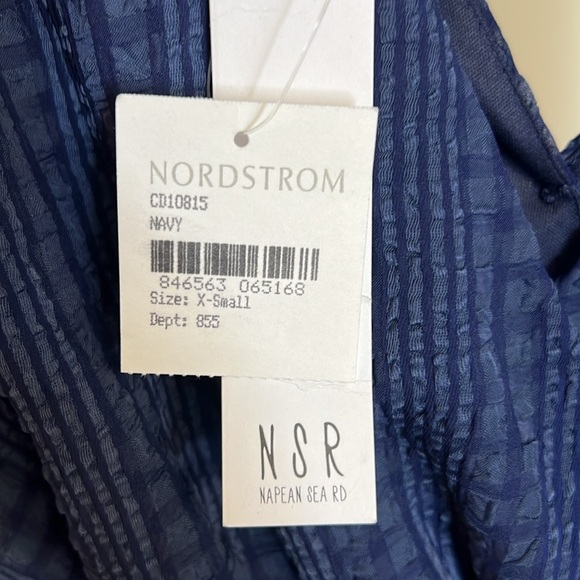 NWT Nordstrom NSR Napean Sea Rd. Navy Blue Belted Midi Dress Long Sleeve- XS - Picture 7 of 10